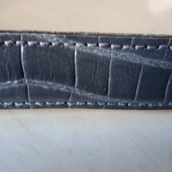 'ANNE KLEIN' Mid Grey Patent Leather Belt Size S Faux Reptile - Picture 4 of 9